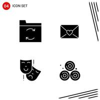 Collection of 4 Vector Icons in solid style Pixle Perfect Glyph Symbols for Web and Mobile Solid Icon Signs on White Background 4 Icons Creative Black Icon vector background