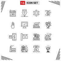 16 iconos estilo de línea basados en cuadrícula símbolos de esquema creativos para el diseño de sitios web signos de icono de línea simple aislados en fondo blanco 16 conjunto de iconos fondo de vector de icono negro creativo