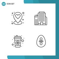 Vector Pack of 4 Outline Symbols Line Style Icon Set on White Background for Web and Mobile Creative Black Icon vector background