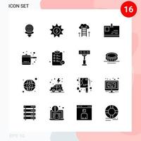 Vector Pack of 16 Icons in Solid Style Creative Glyph Pack isolated on White Background for Web and Mobile Creative Black Icon vector background