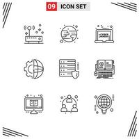 Modern Set of 9 Outlines and symbols such as network production sale processing gear Editable Vector Design Elements