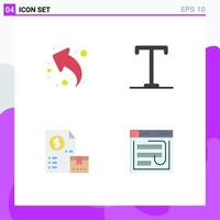 Universal Icon Symbols Group of 4 Modern Flat Icons of arrow market left text payment Editable Vector Design Elements