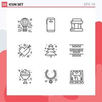9 User Interface Outline Pack of modern Signs and Symbols of marriage heart camera cupid tower Editable Vector Design Elements