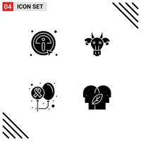 4 Universal Solid Glyph Signs Symbols of click balloons information bull day Editable Vector Design Elements