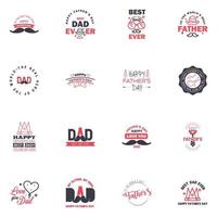 Happy fathers day card 16 Black and Pink Set Vector illustration Editable Vector Design Elements