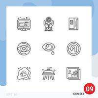 Outline Pack of 9 Universal Symbols of vision eye dollar business cooling Editable Vector Design Elements