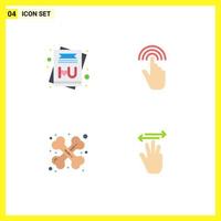 Set of 4 Modern UI Icons Symbols Signs for card health finger interface traumatology Editable Vector Design Elements