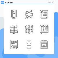 Modern 9 Line style icons Outline Symbols for general use Creative Line Icon Sign Isolated on White Background 9 Icons Pack Creative Black Icon vector background