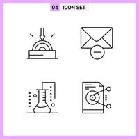 4 Icons in Line Style Outline Symbols on White Background Creative Vector Signs for Web mobile and Print Creative Black Icon vector background