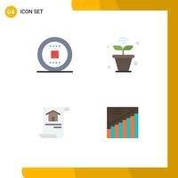 Mobile Interface Flat Icon Set of 4 Pictograms of control construction track nature home Editable Vector Design Elements