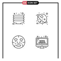 4 Thematic Vector Filledline Flat Colors and Editable Symbols of kitchen mask space beauty campaign Editable Vector Design Elements