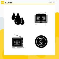 Collection of 4 Universal Solid Icons Icon Set for Web and Mobile Creative Black Icon vector background