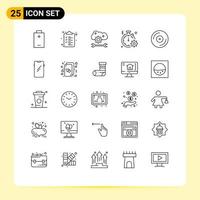 25 Universal Line Signs Symbols of dj gear cloud service configure quick clock Editable Vector Design Elements