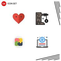 Set of 4 Vector Flat Icons on Grid for heart tire swing break plaything plan Editable Vector Design Elements