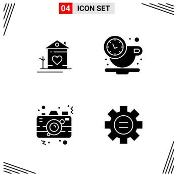 4 Icons Solid Style Grid Based Creative Glyph Symbols for Website Design Simple Solid Icon Signs Isolated on White Background 4 Icon Set Creative Black Icon vector background