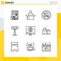 Collection of 9 Universal Line Icons Icon Set for Web and Mobile Creative Black Icon vector background