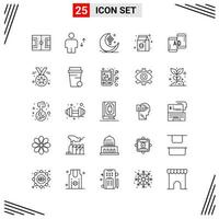 25 Icons Line Style Grid Based Creative Outline Symbols for Website Design Simple Line Icon Signs Isolated on White Background 25 Icon Set Creative Black Icon vector background