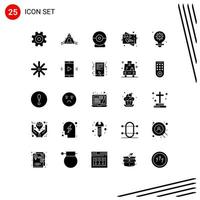 25 Universal Solid Glyph Signs Symbols of flower setting webcam light wishes Editable Vector Design Elements