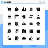Solid Glyph Pack of 25 Universal Symbols of achievement graph business chart business Editable Vector Design Elements