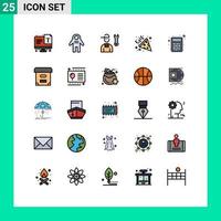 25 líneas rellenas de vectores temáticos colores planos y símbolos editables del servicio de fiesta de avatar de la noche de la calculadora elementos de diseño de vectores editables