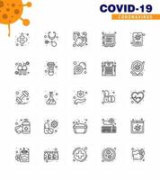 Corona virus disease 25 line icon pack suck as news safe hands protection locker viral coronavirus 2019nov disease Vector Design Elements