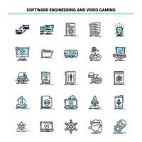 25 Software Engineering And Video Gaming Black and Blue icon Set Creative Icon Design and logo template Creative Black Icon vector background
