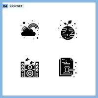 User Interface Pack of 4 Basic Solid Glyphs of fortune music luck growth speaker Editable Vector Design Elements