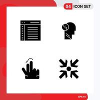 4 User Interface Solid Glyph Pack of modern Signs and Symbols of app double interface brian hand Editable Vector Design Elements