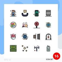 Set of 16 Modern UI Icons Symbols Signs for solution plan entertainment management can Editable Creative Vector Design Elements