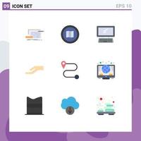 User Interface Pack of 9 Basic Flat Colors of share alms mapquest pc device Editable Vector Design Elements