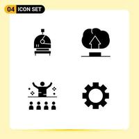 Set of 4 Commercial Solid Glyphs pack for astronaut motivation interface communication gear Editable Vector Design Elements