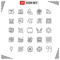 25 Icons Line Style Grid Based Creative Outline Symbols for Website Design Simple Line Icon Signs Isolated on White Background 25 Icon Set Creative Black Icon vector background