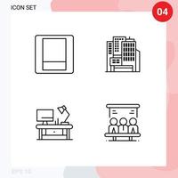 Set of 4 Commercial Filledline Flat Colors pack for light business architecture table lamp search Editable Vector Design Elements
