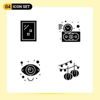 4 Creative Icons for Modern website design and responsive mobile apps 4 Glyph Symbols Signs on White Background 4 Icon Pack Creative Black Icon vector background