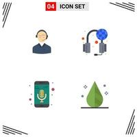 4 Universal Flat Icons Set for Web and Mobile Applications support support customer service mobile app Editable Vector Design Elements