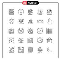 conjunto de 25 iconos de estilo de línea para web y símbolos de esquema móvil para signos de icono de línea de impresión aislados en fondo blanco conjunto de 25 iconos fondo de vector de icono negro creativo