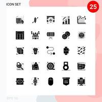 25 Universal Solid Glyphs Set for Web and Mobile Applications banking profit cake growth business Editable Vector Design Elements