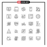 conjunto de 25 iconos de estilo de línea para web y símbolos de esquema móvil para signos de icono de línea de impresión aislados en fondo blanco conjunto de 25 iconos fondo de vector de icono negro creativo