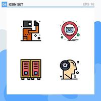 Pictogram Set of 4 Simple Filledline Flat Colors of assassin library killer pin reading Editable Vector Design Elements