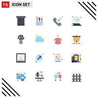 16 Thematic Vector Flat Colors and Editable Symbols of mushroom night call moon bat Editable Pack of Creative Vector Design Elements