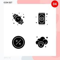 Vector Pack of 4 Icons in Solid Style Creative Glyph Pack isolated on White Background for Web and Mobile Creative Black Icon vector background