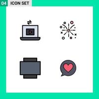4 iconos creativos signos y símbolos modernos de la computadora portátil rotar jugar pascua amor elementos de diseño vectorial editables vector