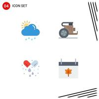 Universal Icon Symbols Group of 4 Modern Flat Icons of cloud capsule sun old tablet Editable Vector Design Elements