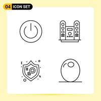 4 Creative Icons for Modern website design and responsive mobile apps 4 Outline Symbols Signs on White Background 4 Icon Pack Creative Black Icon vector background