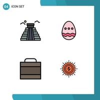 Pictogram Set of 4 Simple Filledline Flat Colors of building dollars usa easter egg money Editable Vector Design Elements