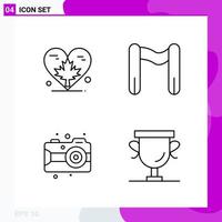 Line Icon set Pack of 4 Outline Icons isolated on White Background for Web Print and Mobile Creative Black Icon vector background