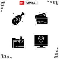 4 Icons Solid Style Grid Based Creative Glyph Symbols for Website Design Simple Solid Icon Signs Isolated on White Background 4 Icon Set Creative Black Icon vector background