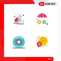 Modern Set of 4 Flat Icons Pictograph of capsule help insurance protection ux Editable Vector Design Elements