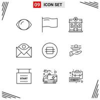 9 Icons Line Style Grid Based Creative Outline Symbols for Website Design Simple Line Icon Signs Isolated on White Background 9 Icon Set Creative Black Icon vector background