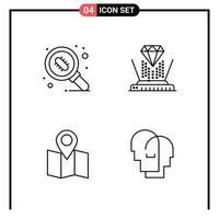 Set of 4 Line Style Icons for web and mobile Outline Symbols for print Line Icon Signs Isolated on White Background 4 Icon Set Creative Black Icon vector background